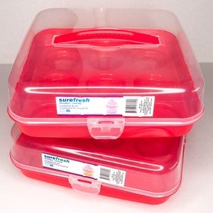 2 Surefresh Cupcake Holders with Lid & Carry Handle
